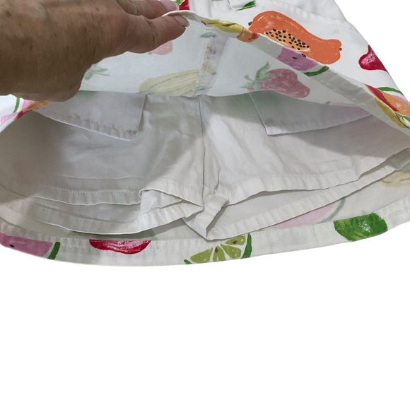 (4-115) Gymboree White Skort with Fruit Two Front Pockets & Zipper - Picture 6 of 10
